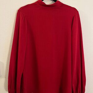 Theory red silk blouse size 10